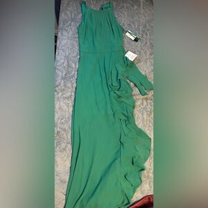 Betsy & Adam One Shoulder Green Dress
